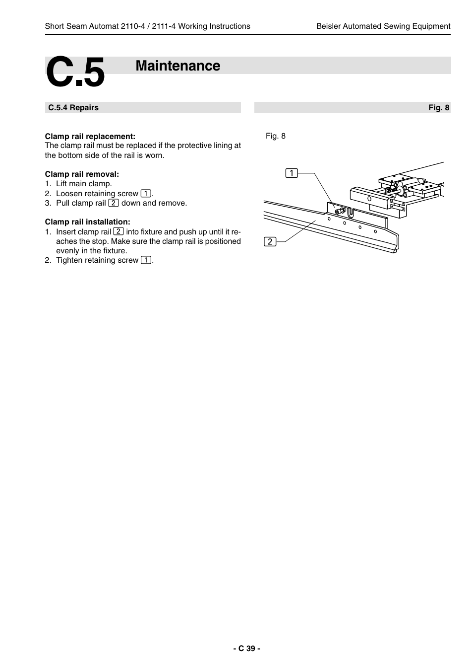 Maintenance | Beisler 2111-4 User Manual | Page 39 / 88