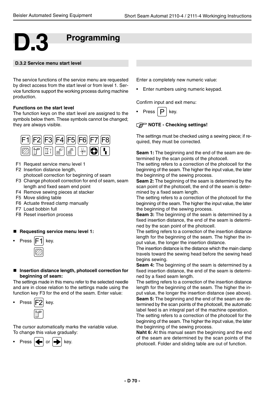 Programming | Beisler 2111-4 User Manual | Page 70 / 88