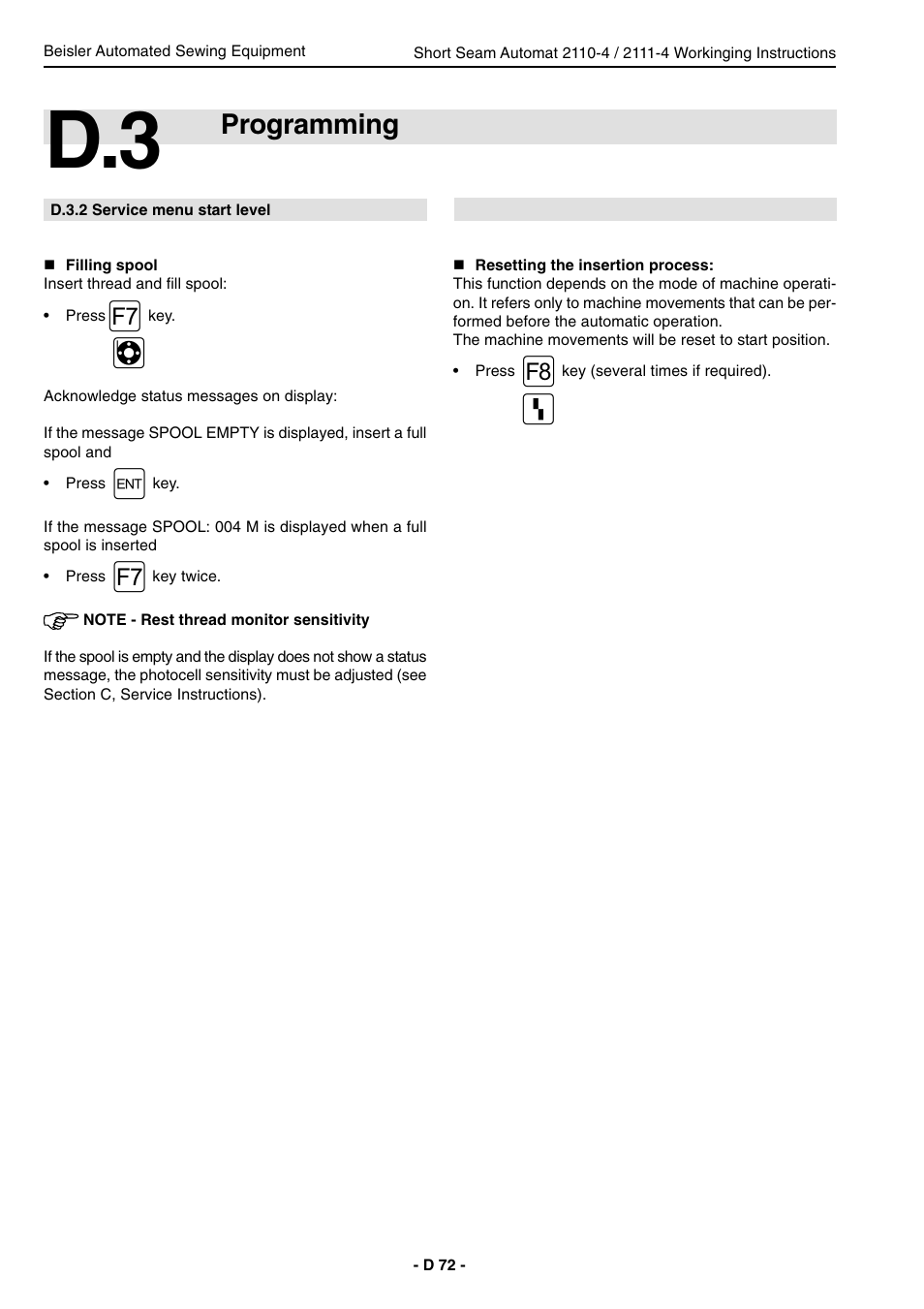 Programming | Beisler 2111-4 User Manual | Page 72 / 88