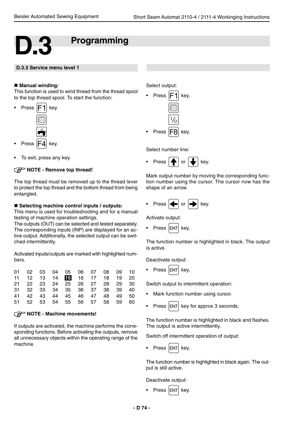 Programming | Beisler 2111-4 User Manual | Page 74 / 88