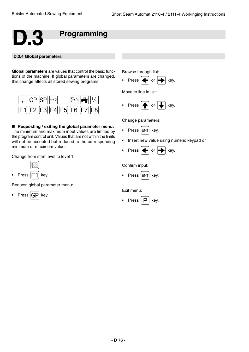 Programming | Beisler 2111-4 User Manual | Page 76 / 88