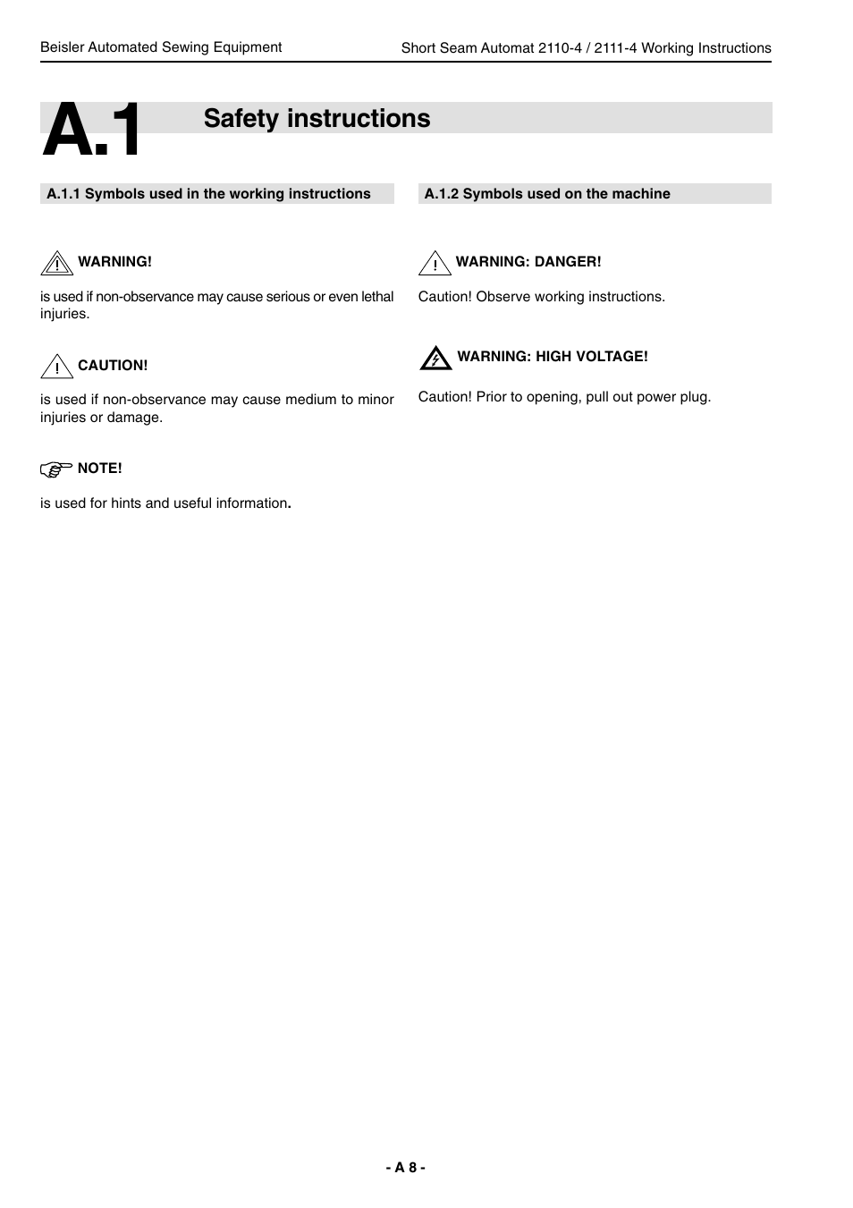 Safety instructions | Beisler 2111-4 User Manual | Page 8 / 88