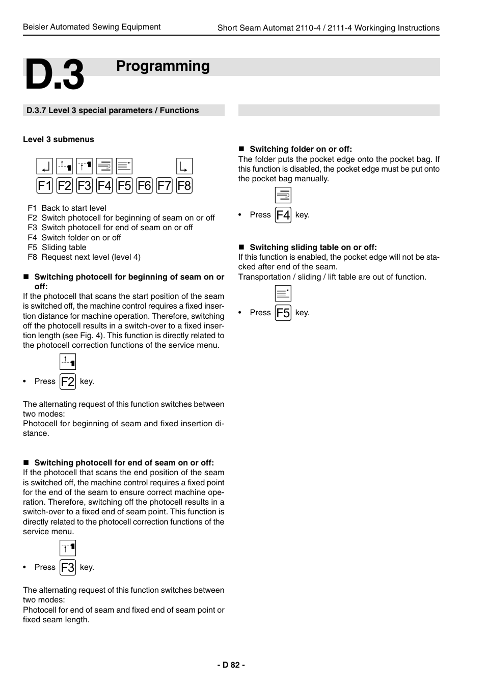 Programming | Beisler 2111-4 User Manual | Page 82 / 88