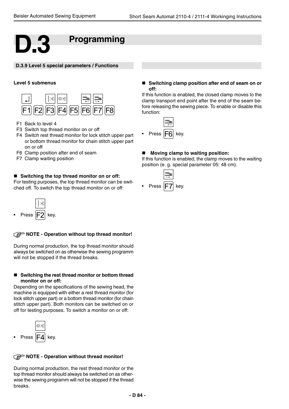 Programming | Beisler 2111-4 User Manual | Page 84 / 88