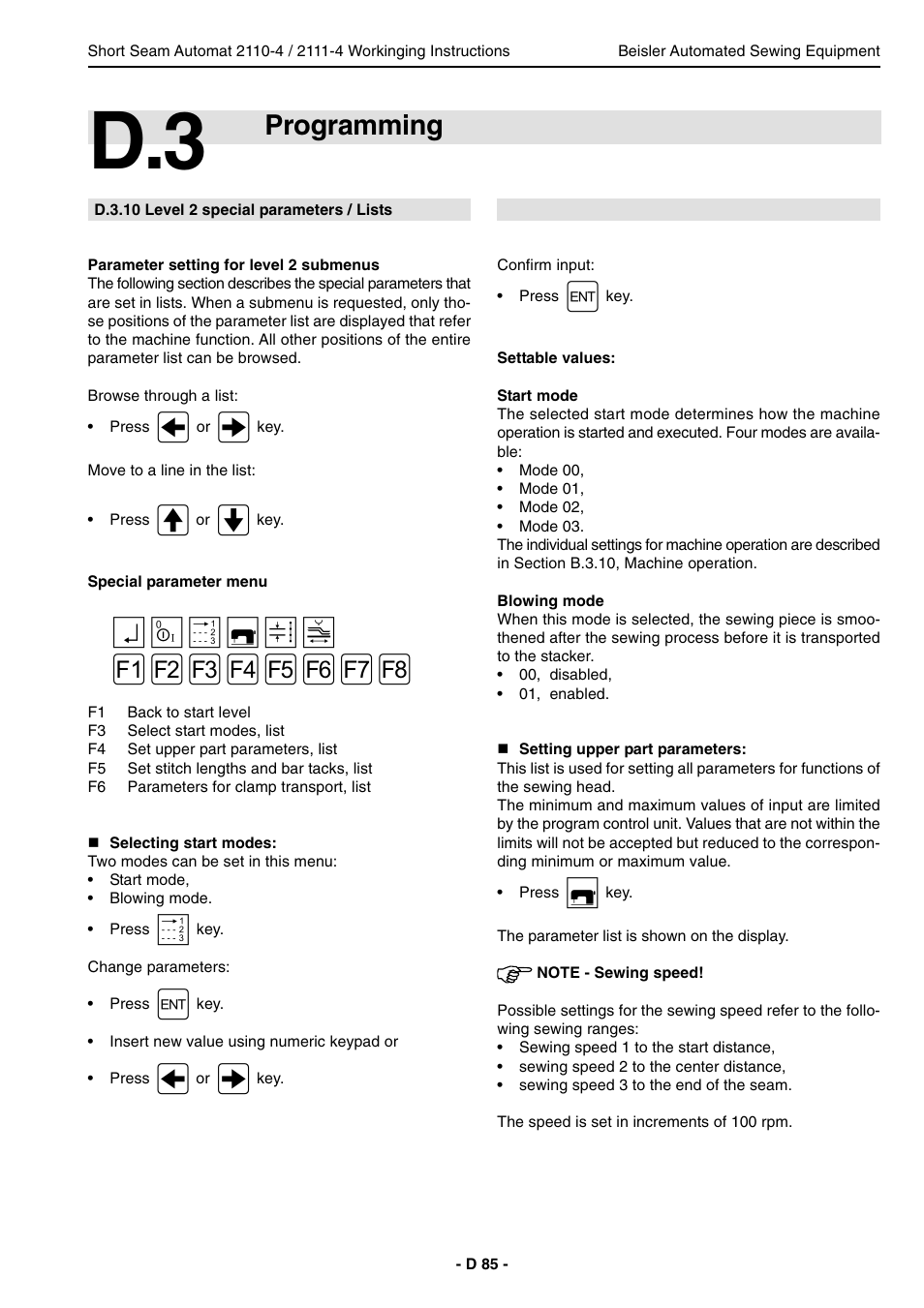 Programming | Beisler 2111-4 User Manual | Page 85 / 88