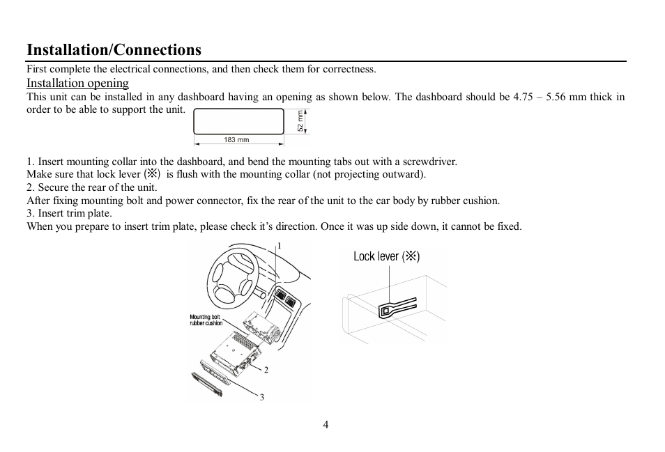 Installation/connections | Hyundai H-CDM8061-NN User Manual | Page 4 / 35