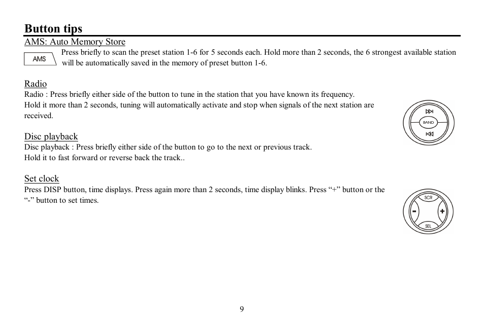 Button tips | Hyundai H-CDM8061-NN User Manual | Page 9 / 35