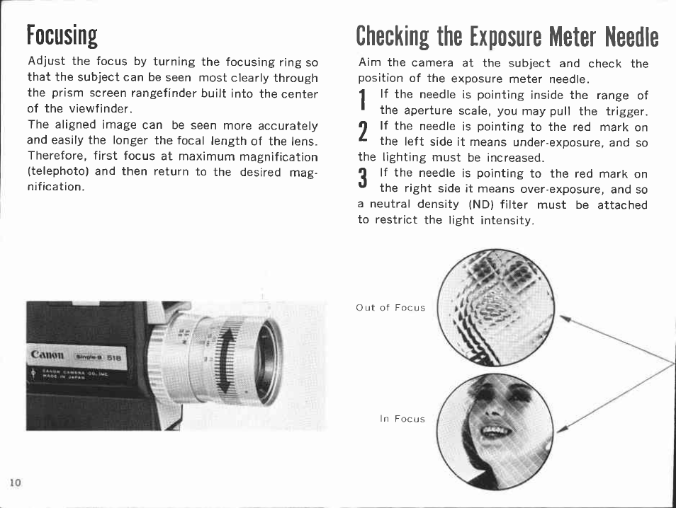 Adjusting of eyepiece | Canon 518 Single -8 User Manual | Page 10 / 42