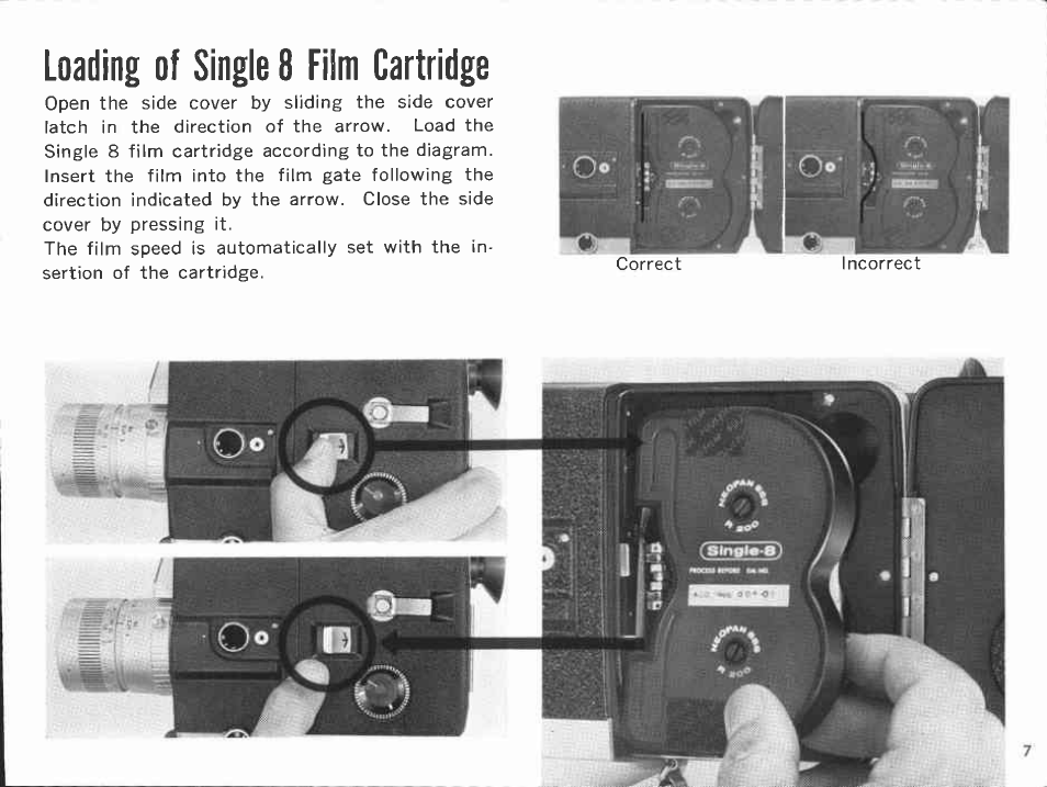 Loading of penlight batteries | Canon 518 Single -8 User Manual | Page 7 / 42