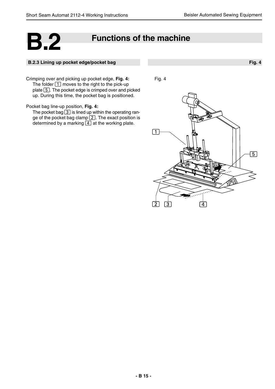 Functions of the machine | Beisler 2112-4 User Manual | Page 15 / 102