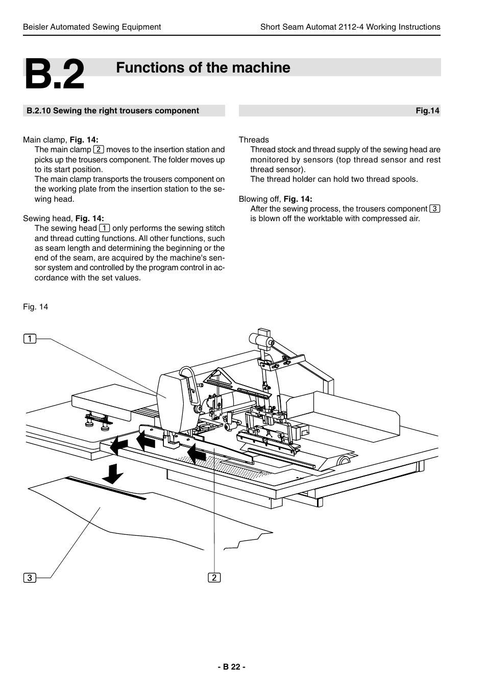 Functions of the machine | Beisler 2112-4 User Manual | Page 22 / 102