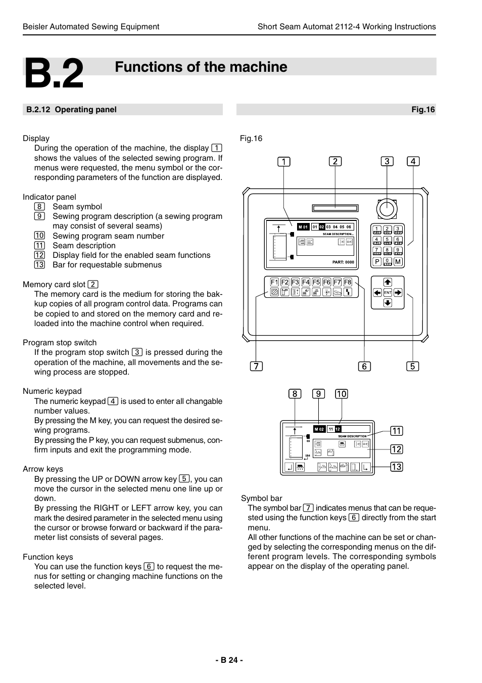 Functions of the machine | Beisler 2112-4 User Manual | Page 24 / 102