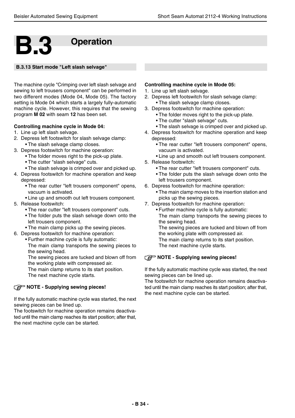Operation | Beisler 2112-4 User Manual | Page 34 / 102