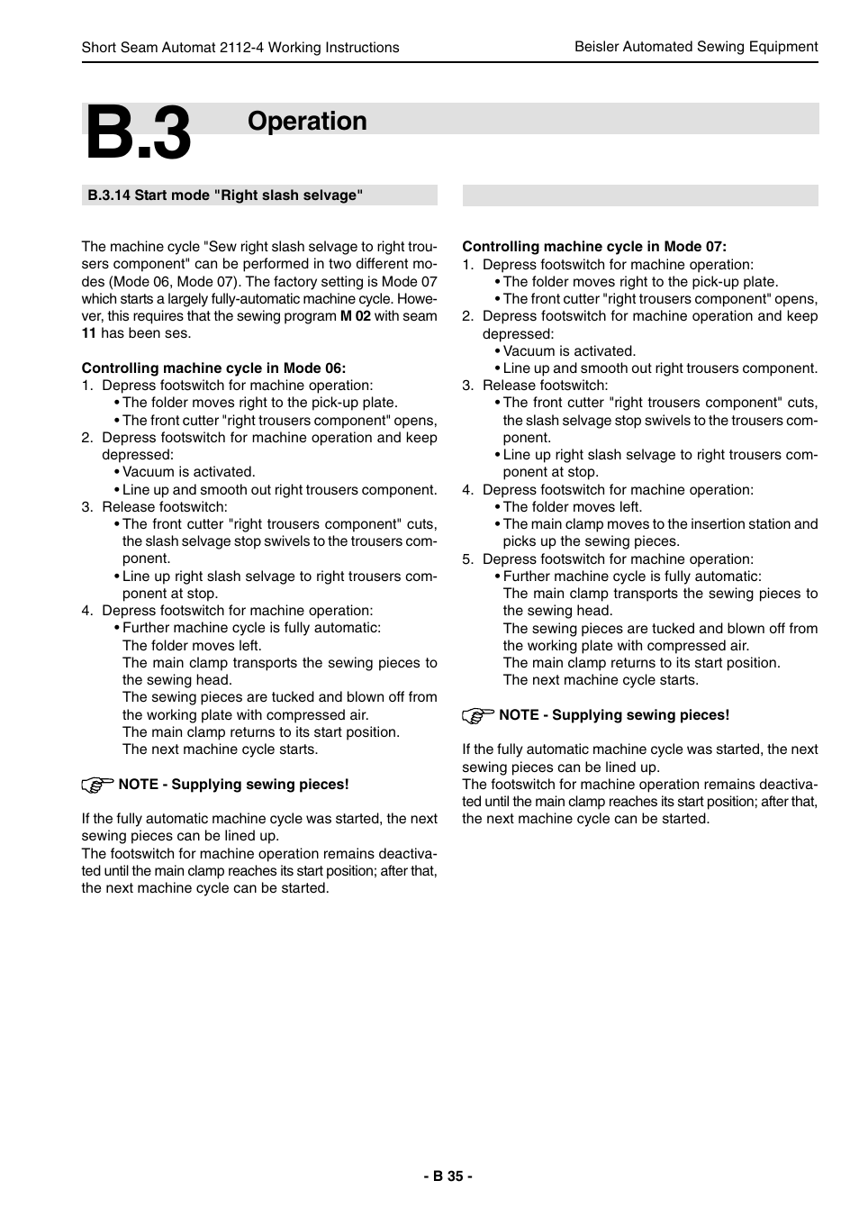 Operation | Beisler 2112-4 User Manual | Page 35 / 102