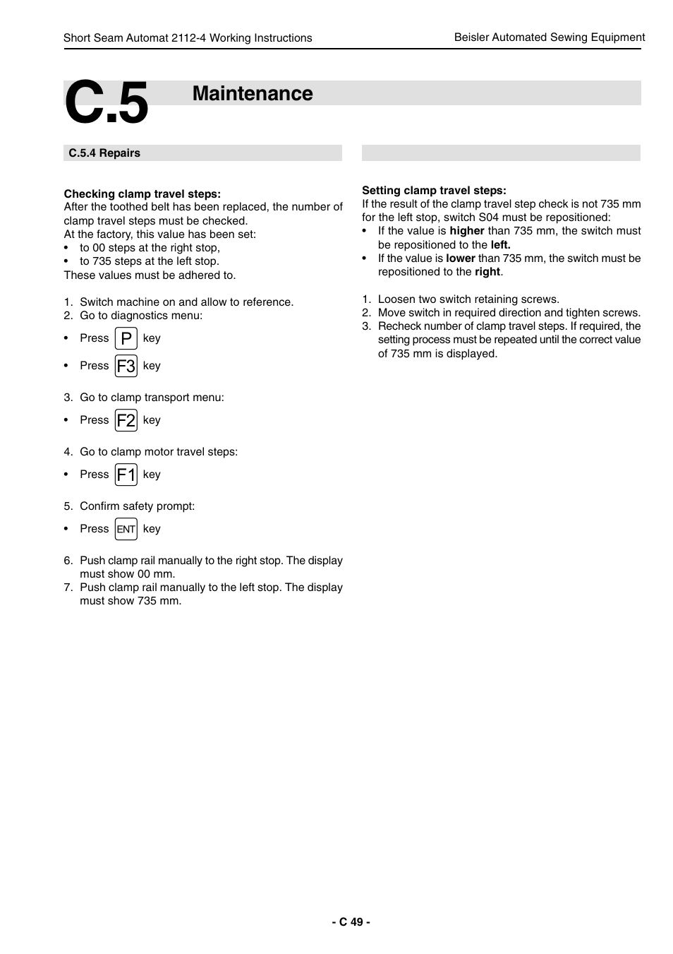 Maintenance | Beisler 2112-4 User Manual | Page 49 / 102