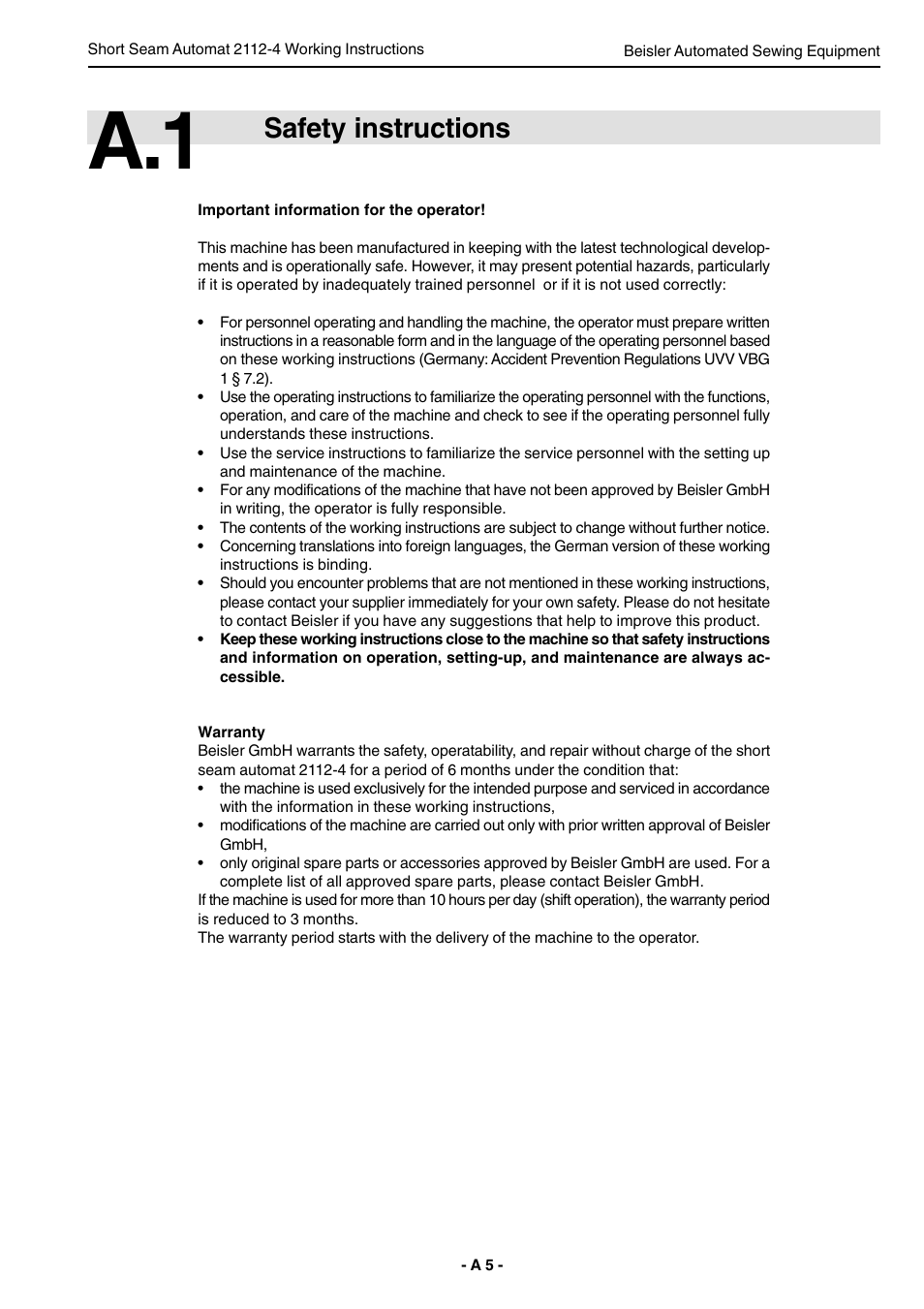 Safety instructions | Beisler 2112-4 User Manual | Page 5 / 102