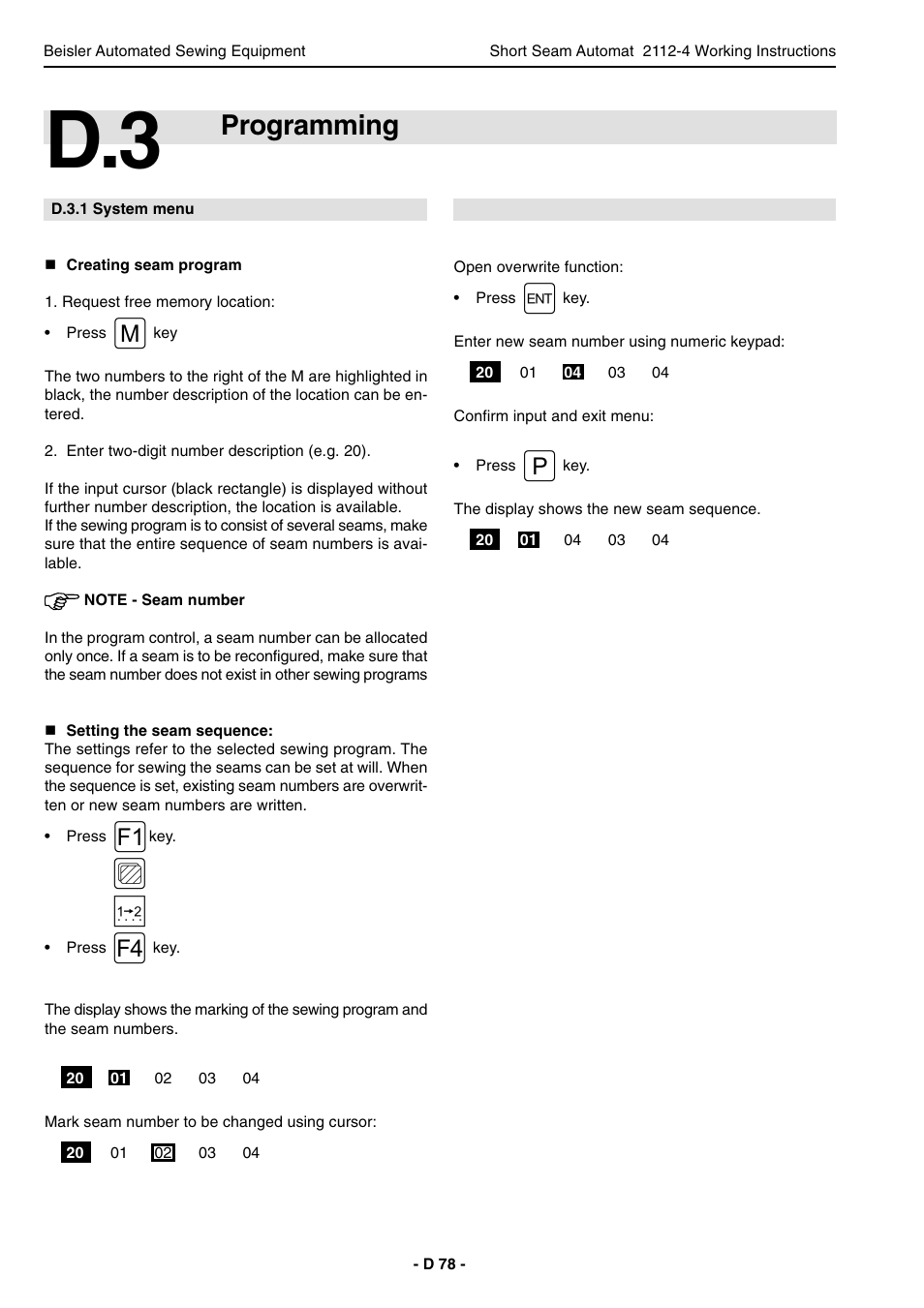 Programming | Beisler 2112-4 User Manual | Page 78 / 102