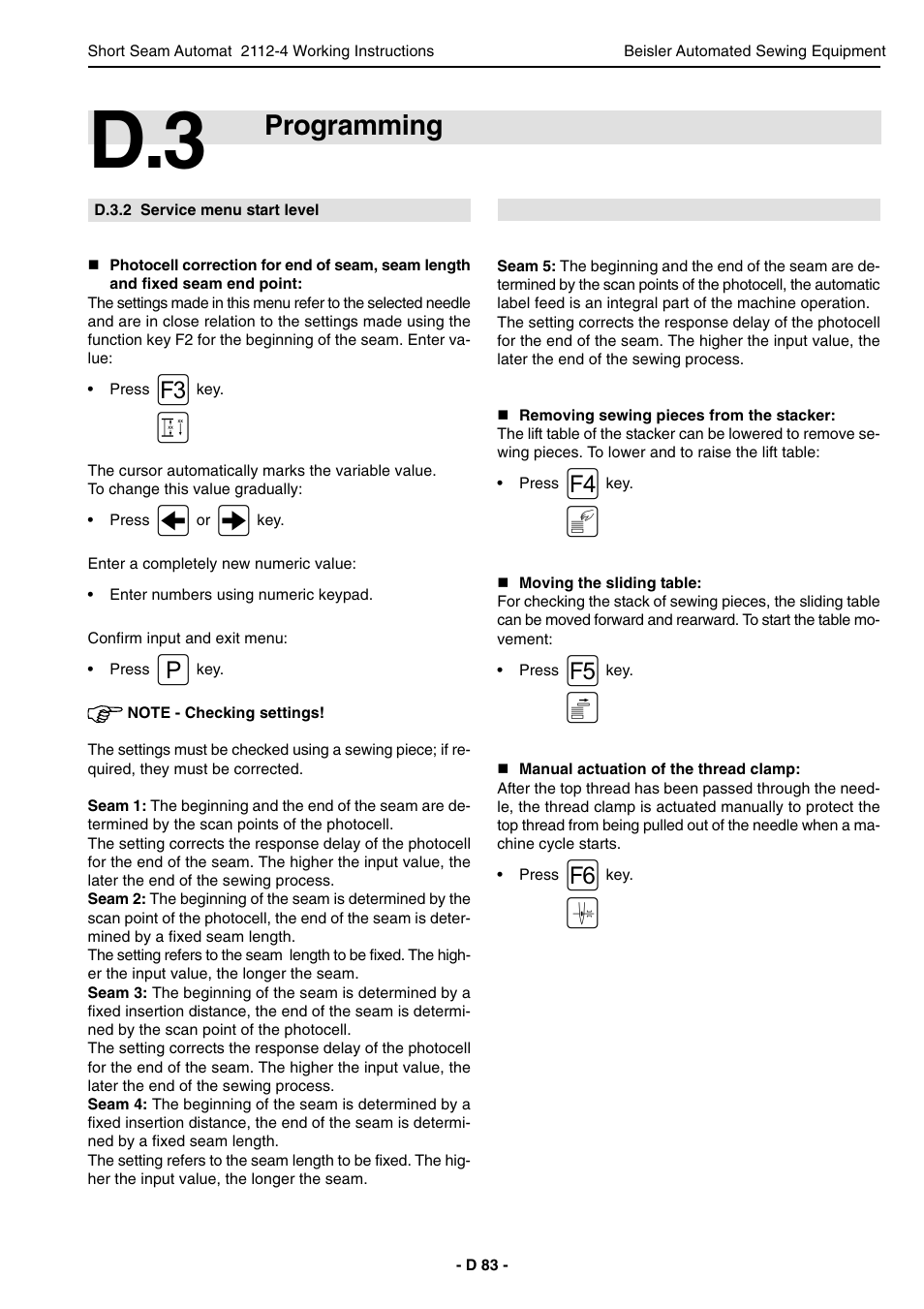 Programming | Beisler 2112-4 User Manual | Page 83 / 102