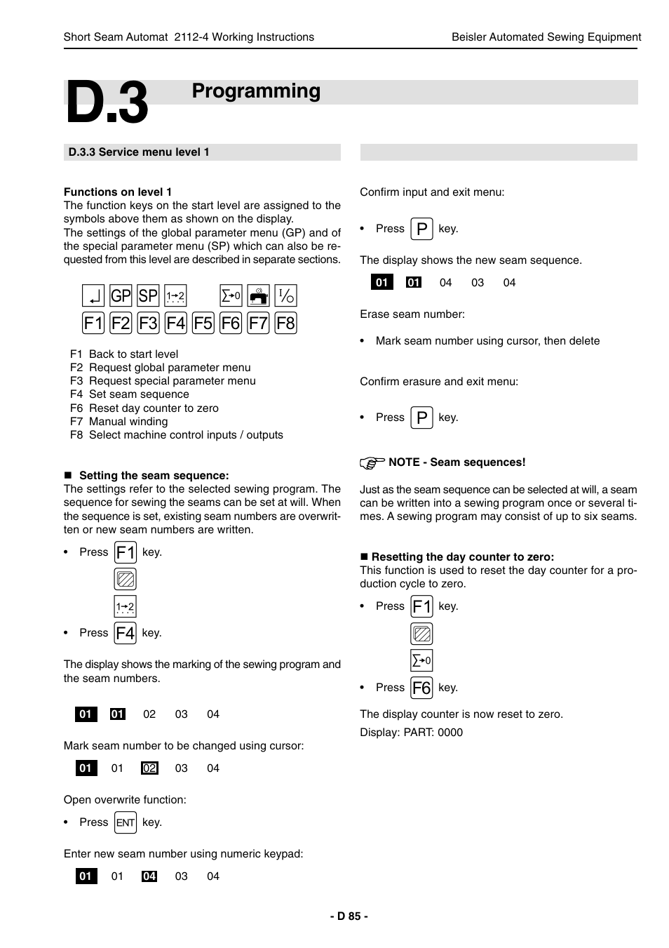 Programming | Beisler 2112-4 User Manual | Page 85 / 102