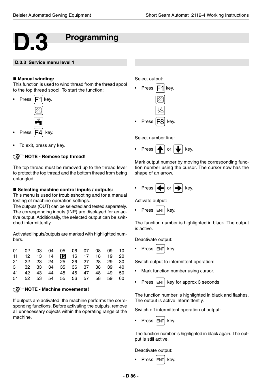 Programming | Beisler 2112-4 User Manual | Page 86 / 102
