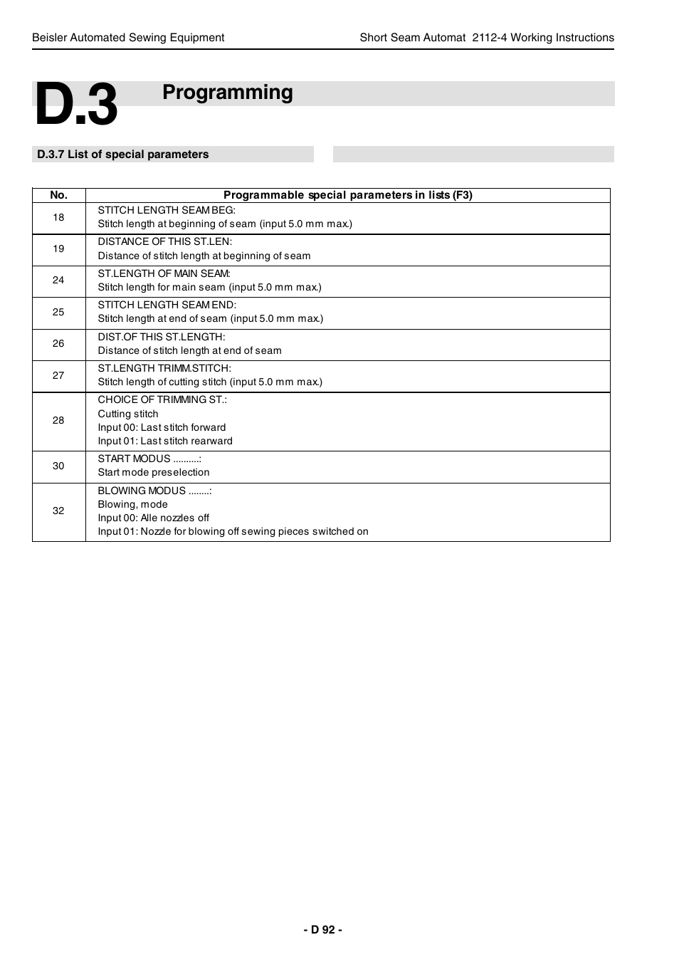 Programming | Beisler 2112-4 User Manual | Page 92 / 102