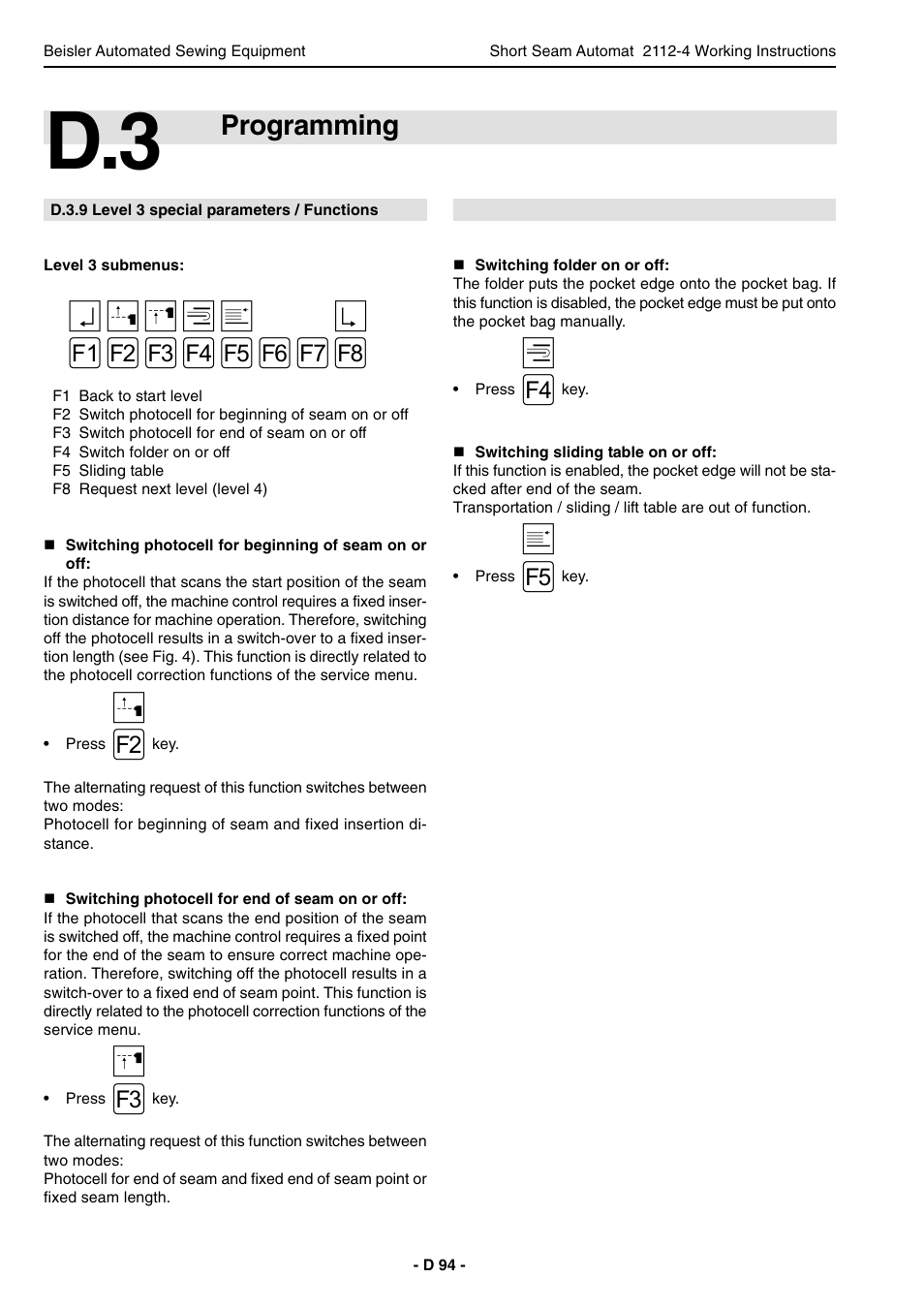 Programming | Beisler 2112-4 User Manual | Page 94 / 102