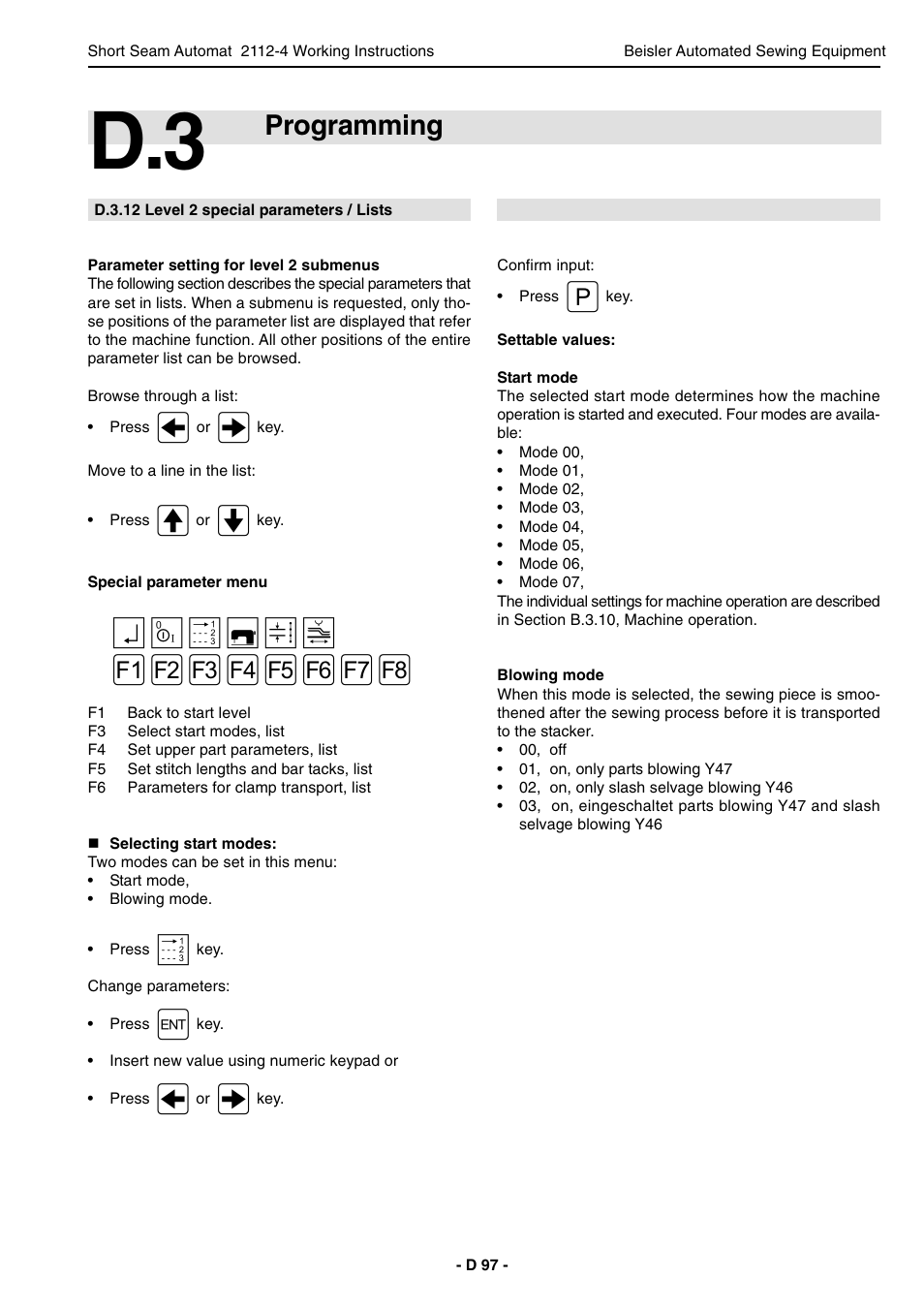 Programming | Beisler 2112-4 User Manual | Page 97 / 102