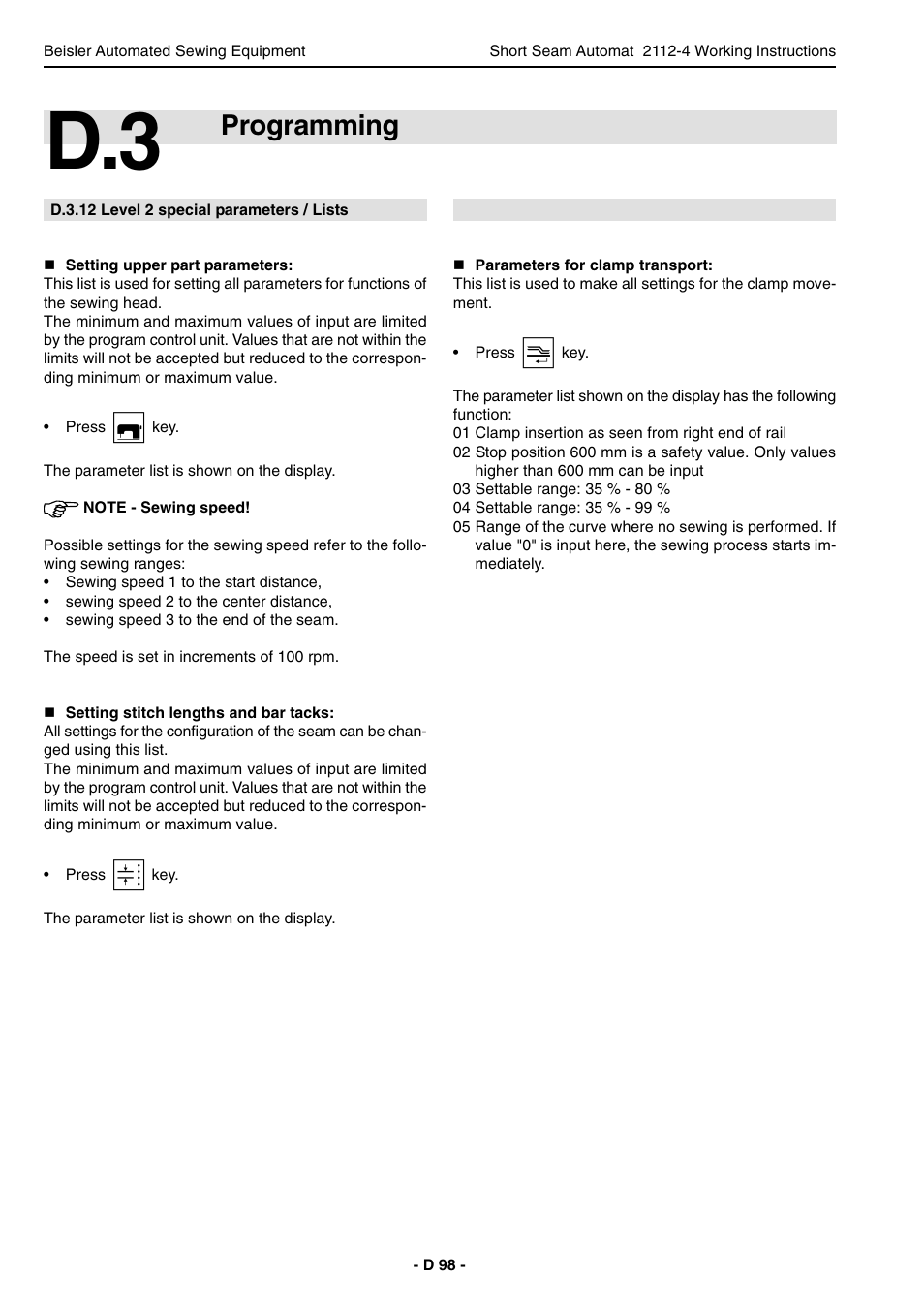 Programming | Beisler 2112-4 User Manual | Page 98 / 102
