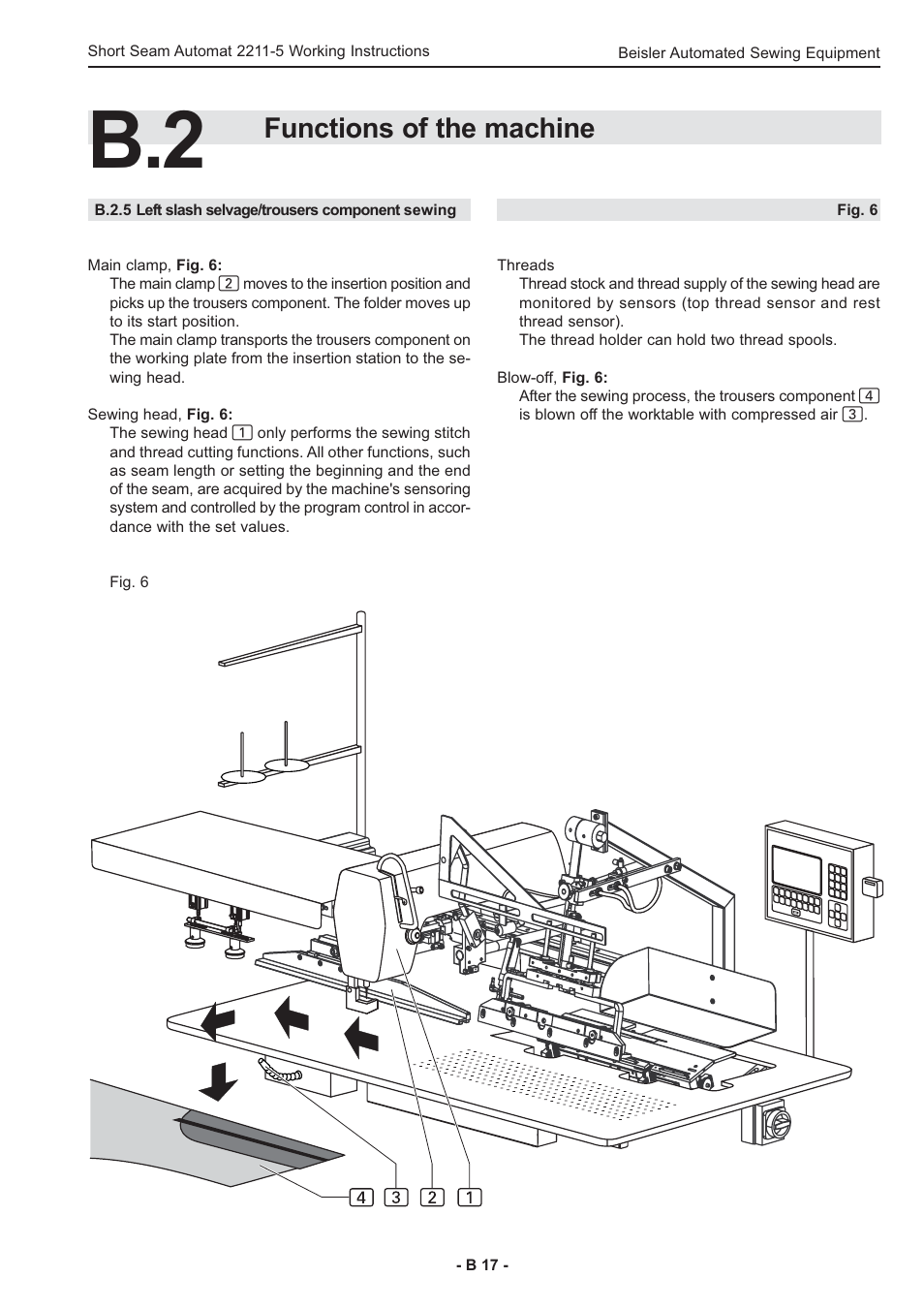 Functions of the machine | Beisler 2211-5 User Manual | Page 17 / 103