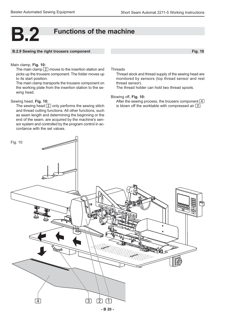 Functions of the machine | Beisler 2211-5 User Manual | Page 20 / 103