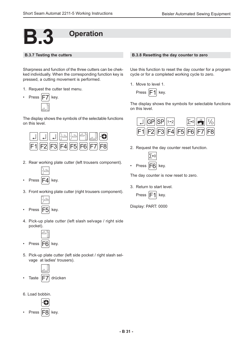 Operation | Beisler 2211-5 User Manual | Page 31 / 103