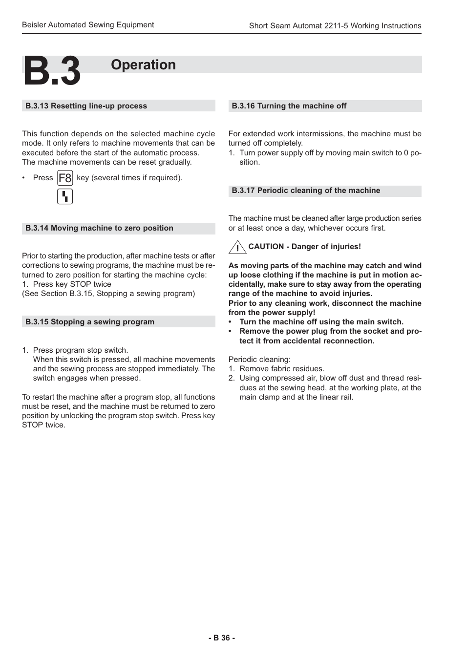 Operation | Beisler 2211-5 User Manual | Page 36 / 103