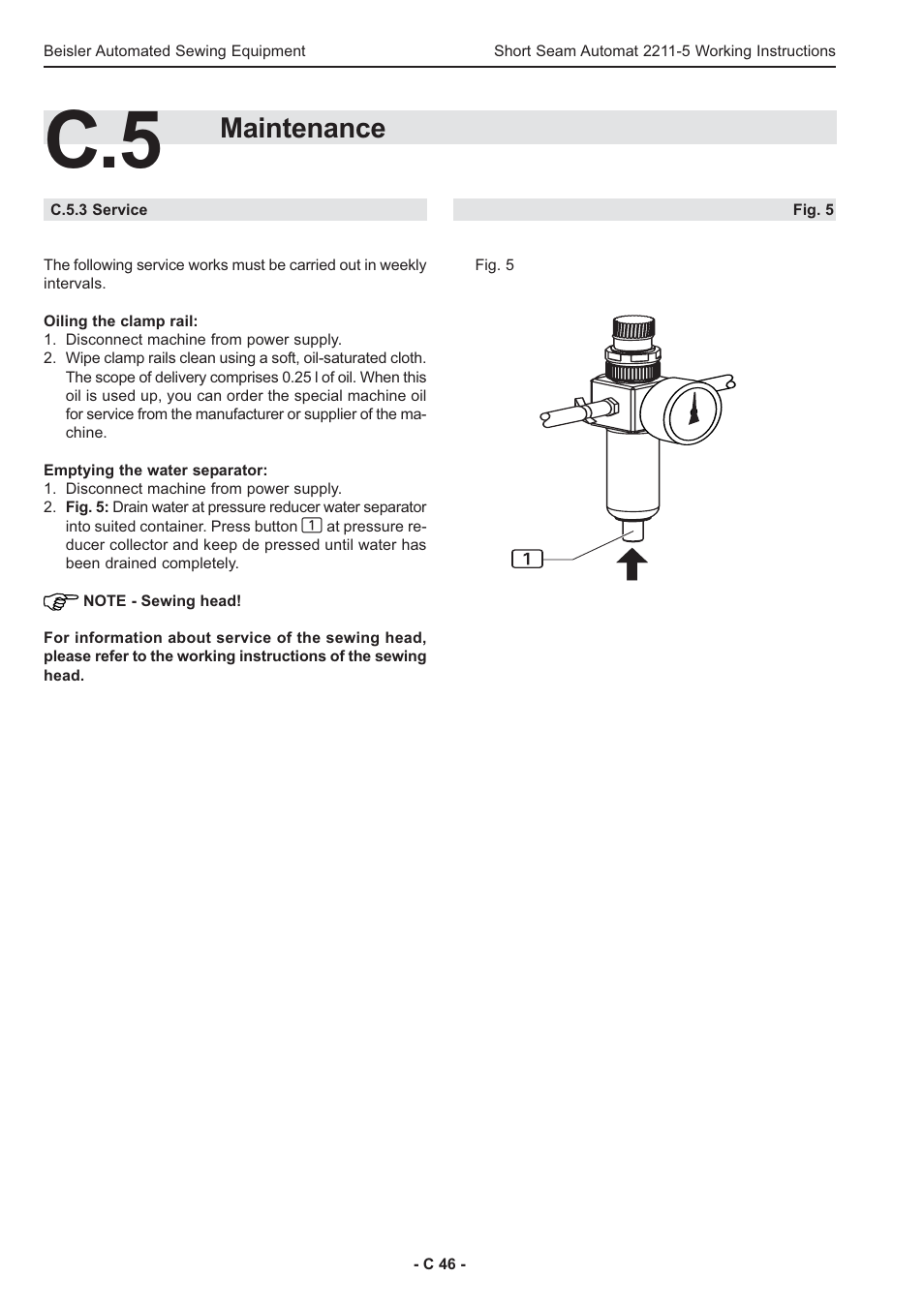 Maintenance | Beisler 2211-5 User Manual | Page 46 / 103
