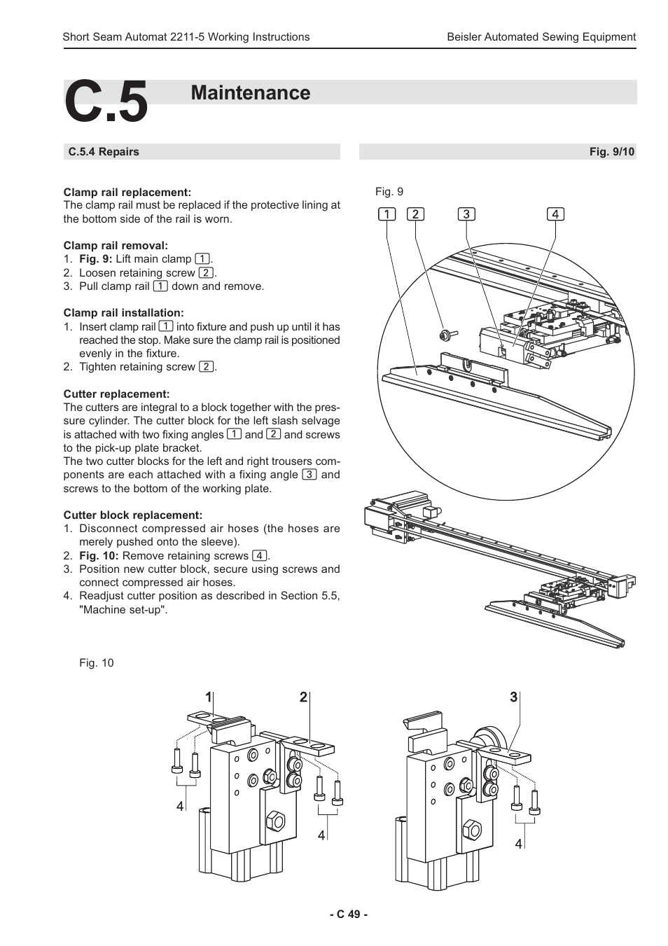 Maintenance | Beisler 2211-5 User Manual | Page 49 / 103