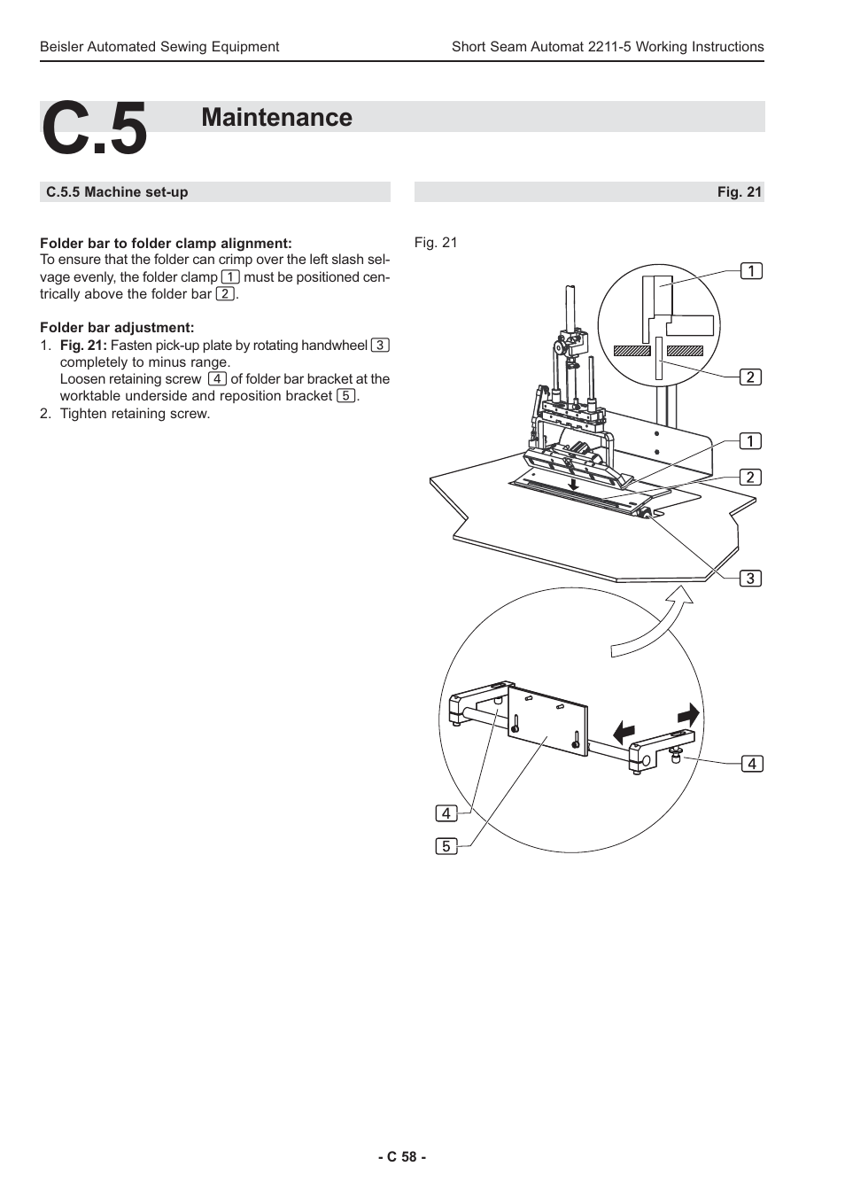 Maintenance | Beisler 2211-5 User Manual | Page 58 / 103