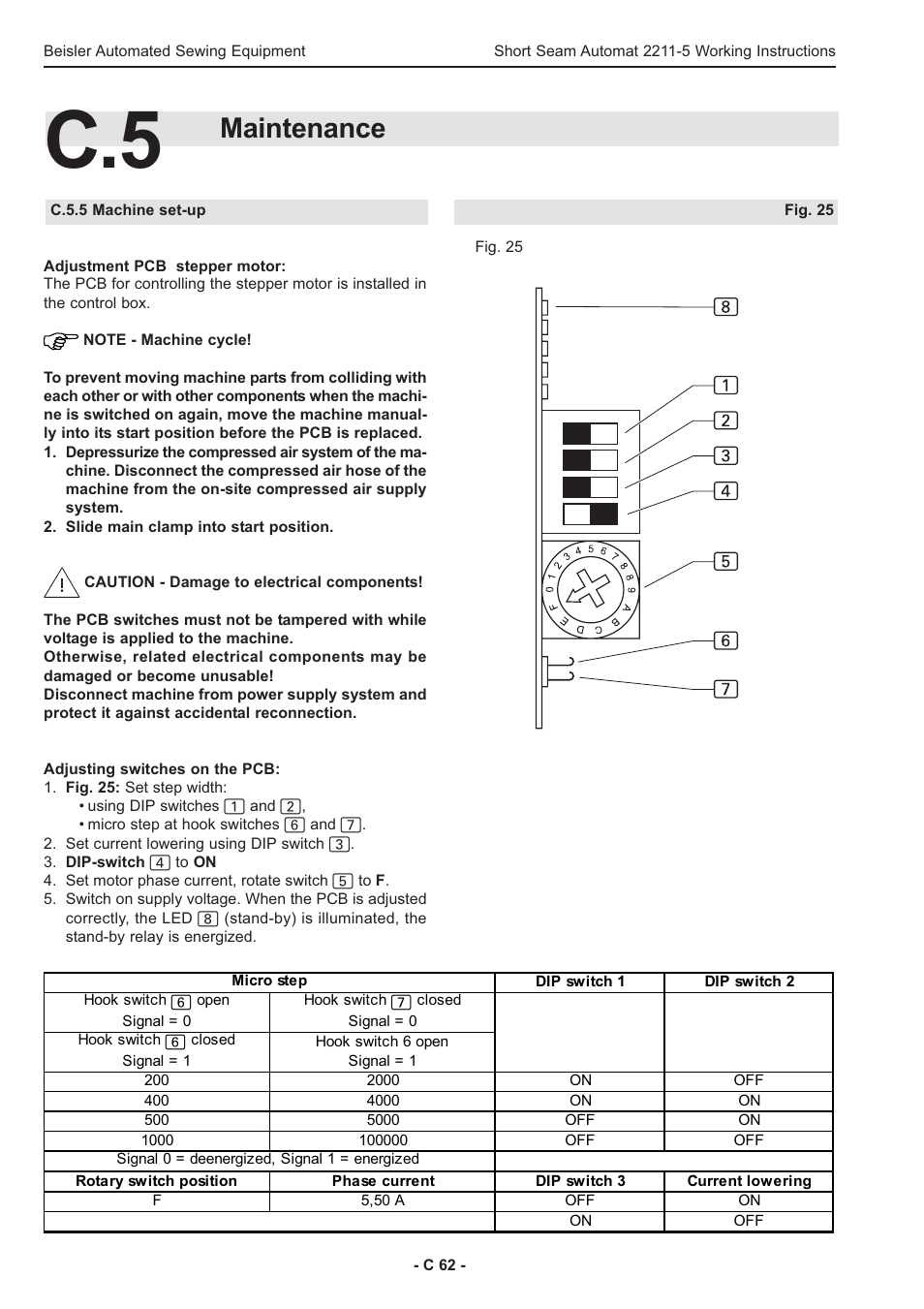 Maintenance | Beisler 2211-5 User Manual | Page 62 / 103