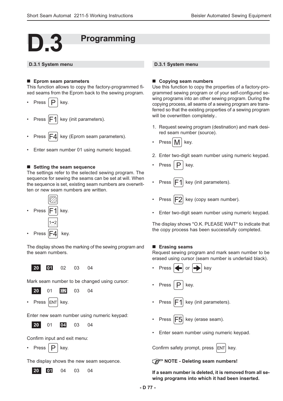 Programming | Beisler 2211-5 User Manual | Page 77 / 103
