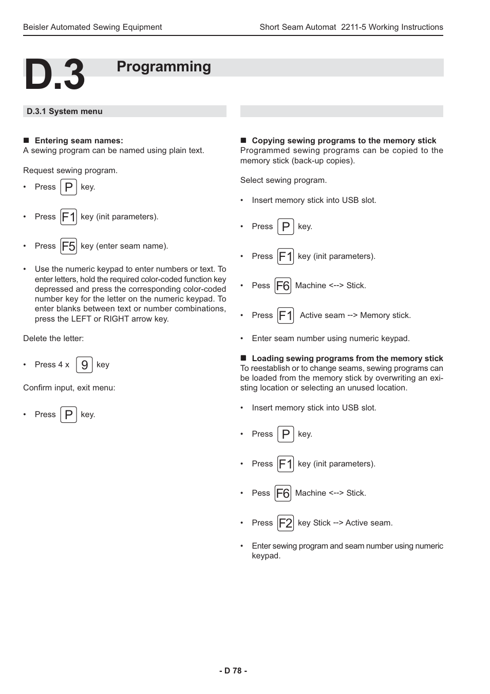 Programming | Beisler 2211-5 User Manual | Page 78 / 103