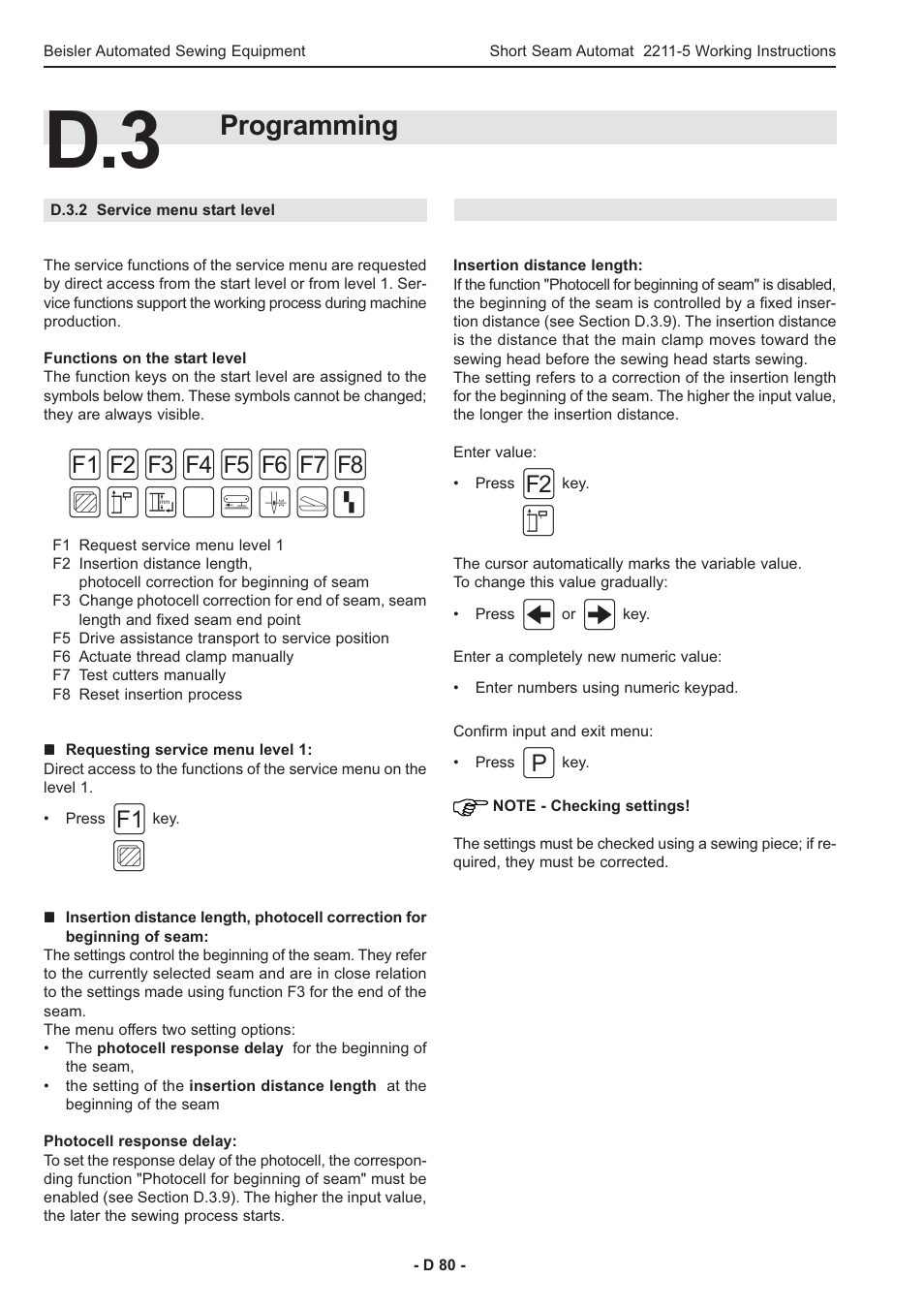 Programming | Beisler 2211-5 User Manual | Page 80 / 103