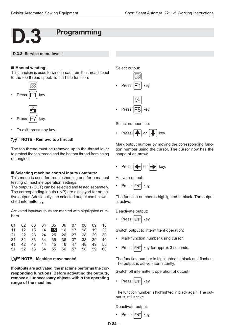 Programming | Beisler 2211-5 User Manual | Page 84 / 103