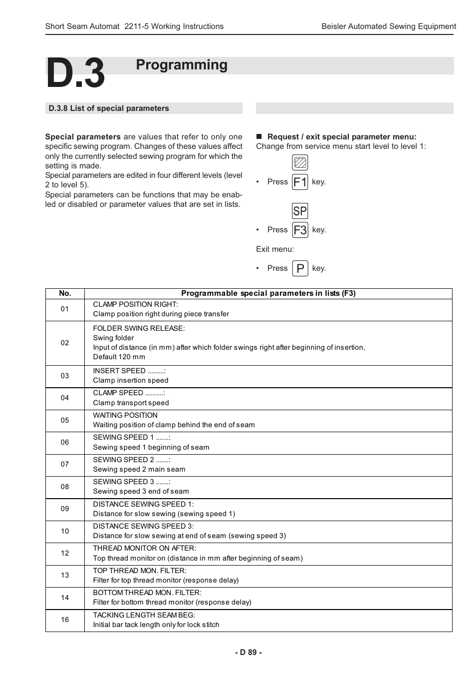 Programming | Beisler 2211-5 User Manual | Page 89 / 103