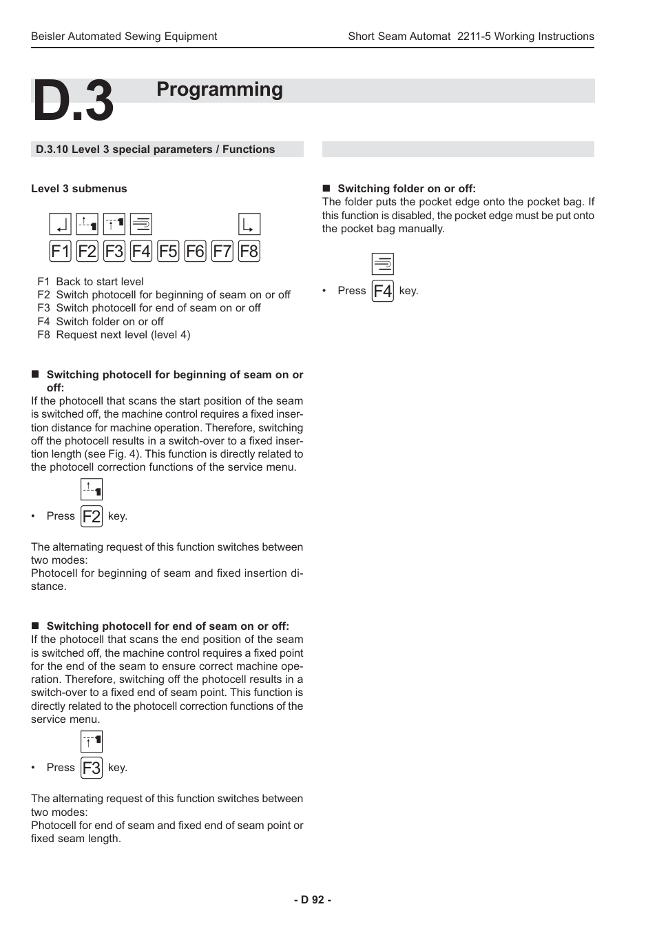 Programming | Beisler 2211-5 User Manual | Page 92 / 103