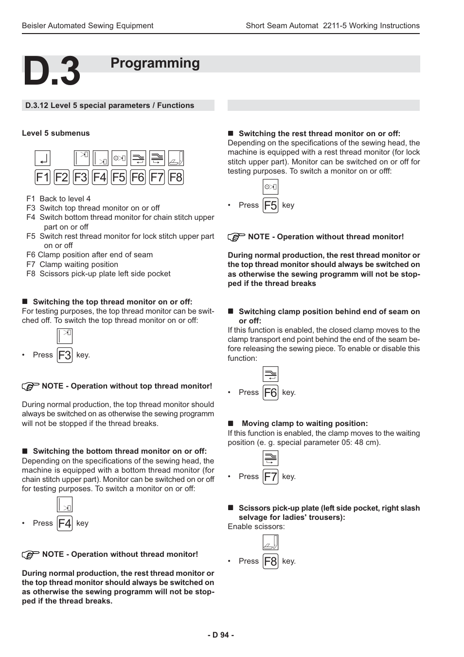 Programming | Beisler 2211-5 User Manual | Page 94 / 103