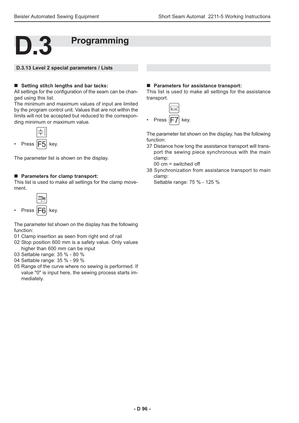 Programming | Beisler 2211-5 User Manual | Page 96 / 103