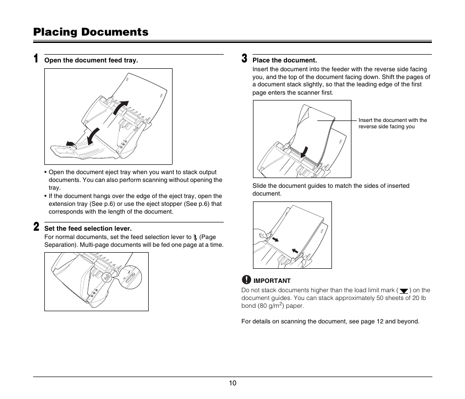 Placing documents | Canon IMAGEFORMULA DR-2010M User Manual | Page 14 / 36