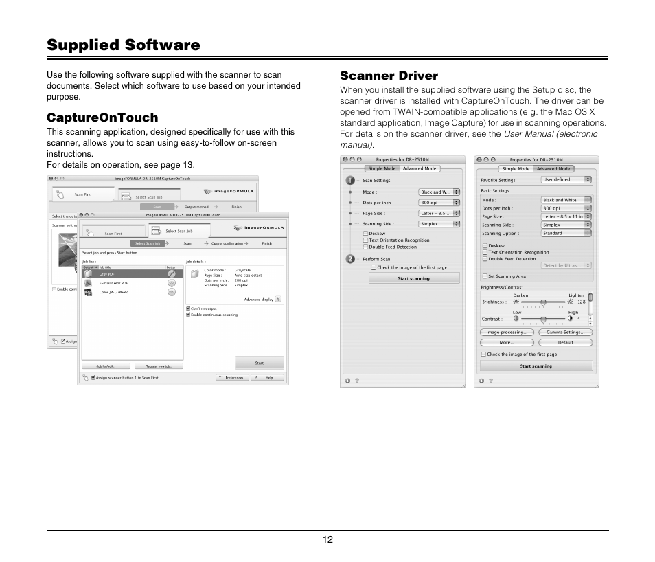 Supplied software | Canon IMAGEFORMULA DR-2010M User Manual | Page 16 / 36