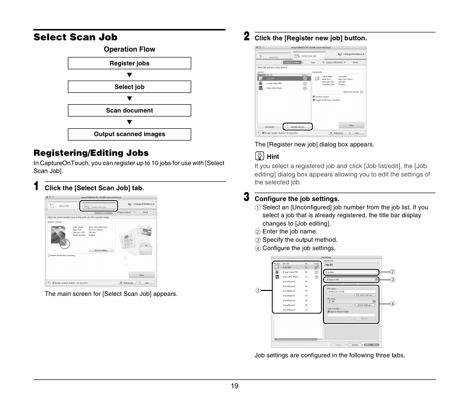 Select scan job | Canon IMAGEFORMULA DR-2010M User Manual | Page 23 / 36