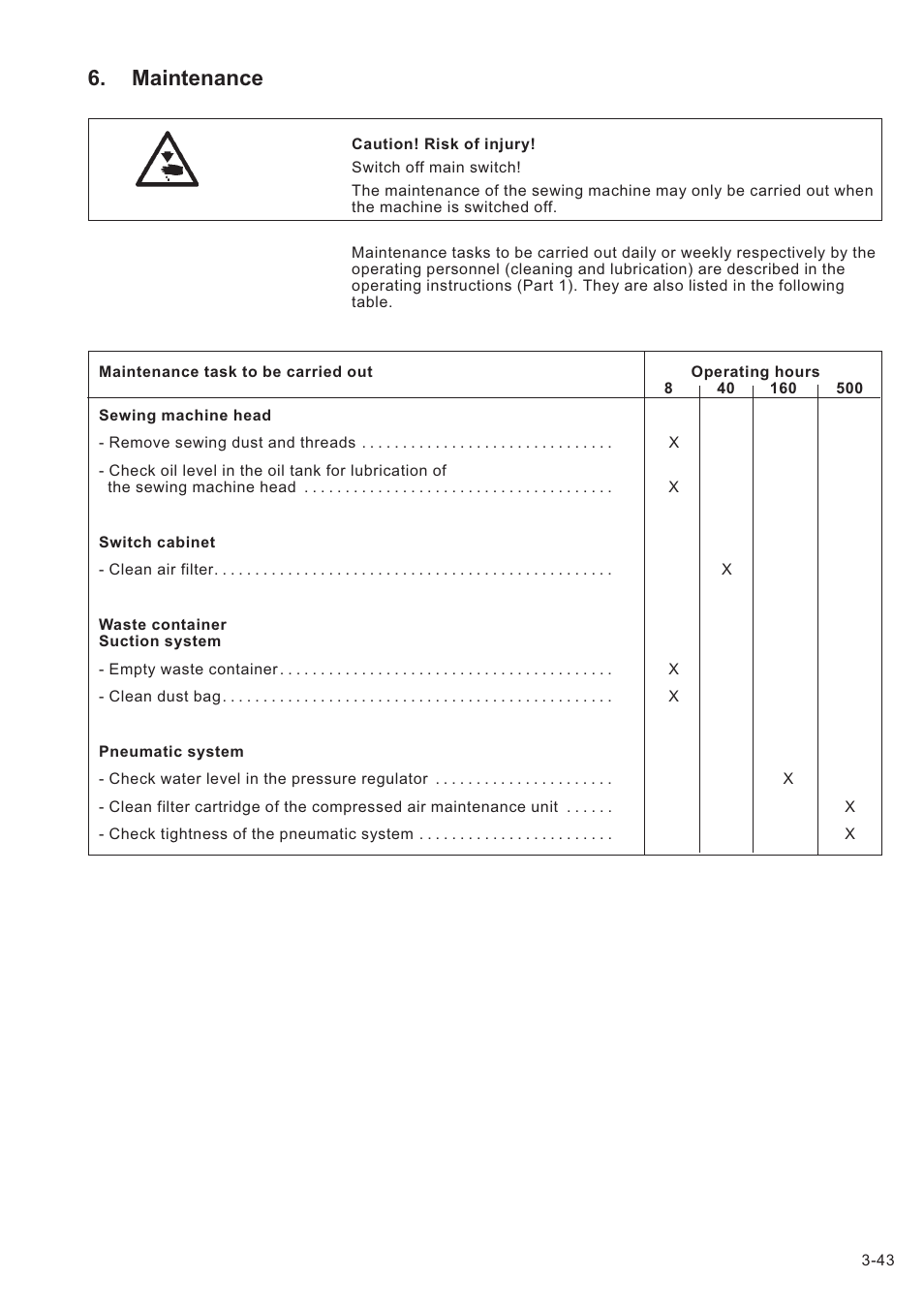 Maintenance | Beisler 739-23-1 Service Manual User Manual | Page 43 / 44