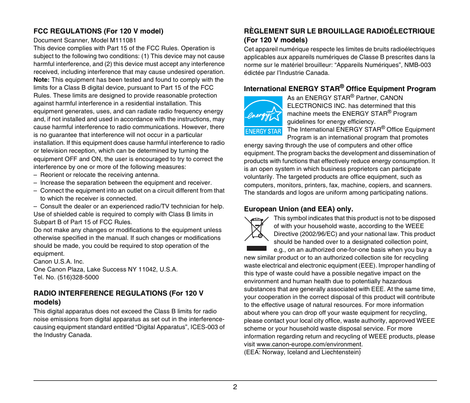 Canon IMAGE FORMULA DR-C125 User Manual | Page 2 / 106