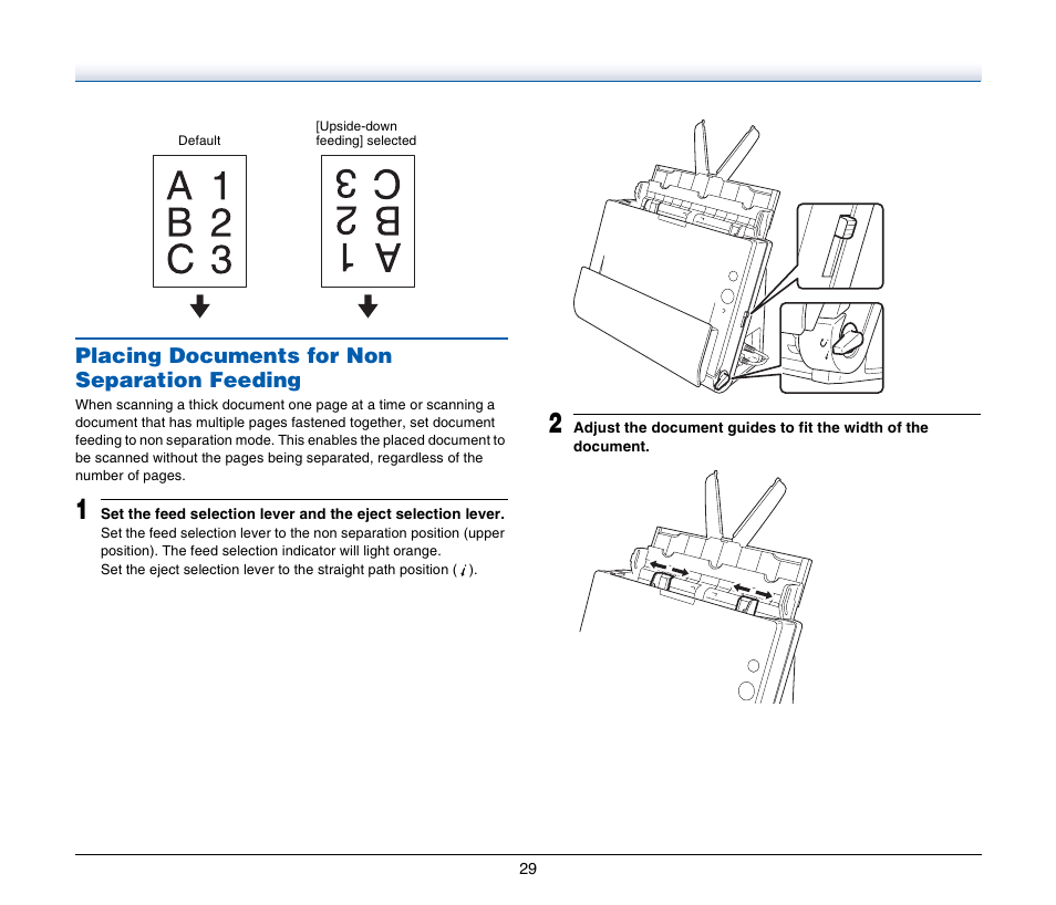 Placing documents for non separation feeding | Canon IMAGE FORMULA DR-C125 User Manual | Page 29 / 106